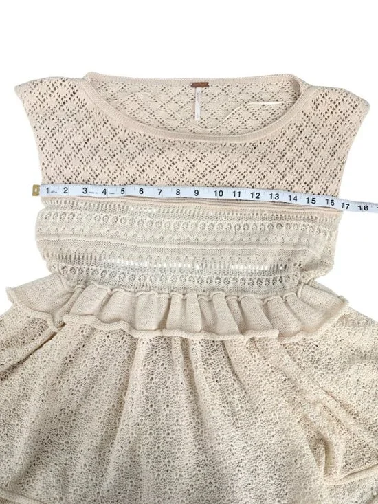 Free People Juliette Ruffle Top Cream Boho Coastal Cowgirl L - Picture 6 of 10